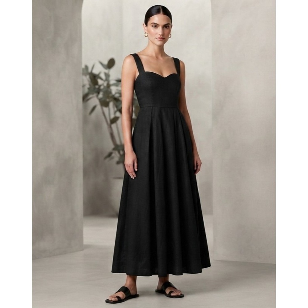 NWT J.Crew Black Sweetheart Tank Dress Size M Poplin Skirt Pockets Built-In Bra